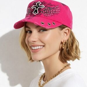 Pink Embellished Women's Cap